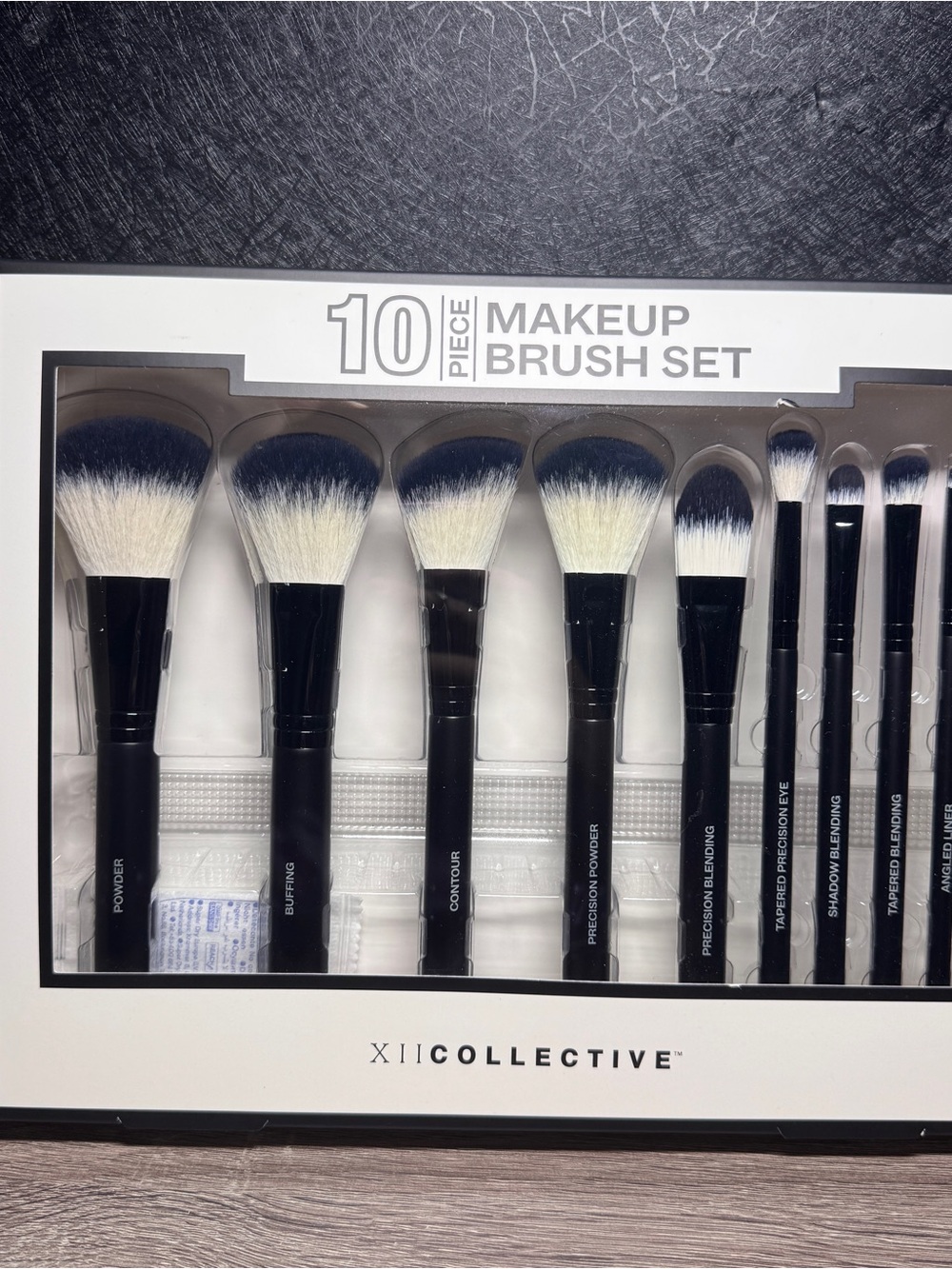 XII Collective 10-Piece Makeup Brush Set Synthetic Fiber Powder Contour Brush